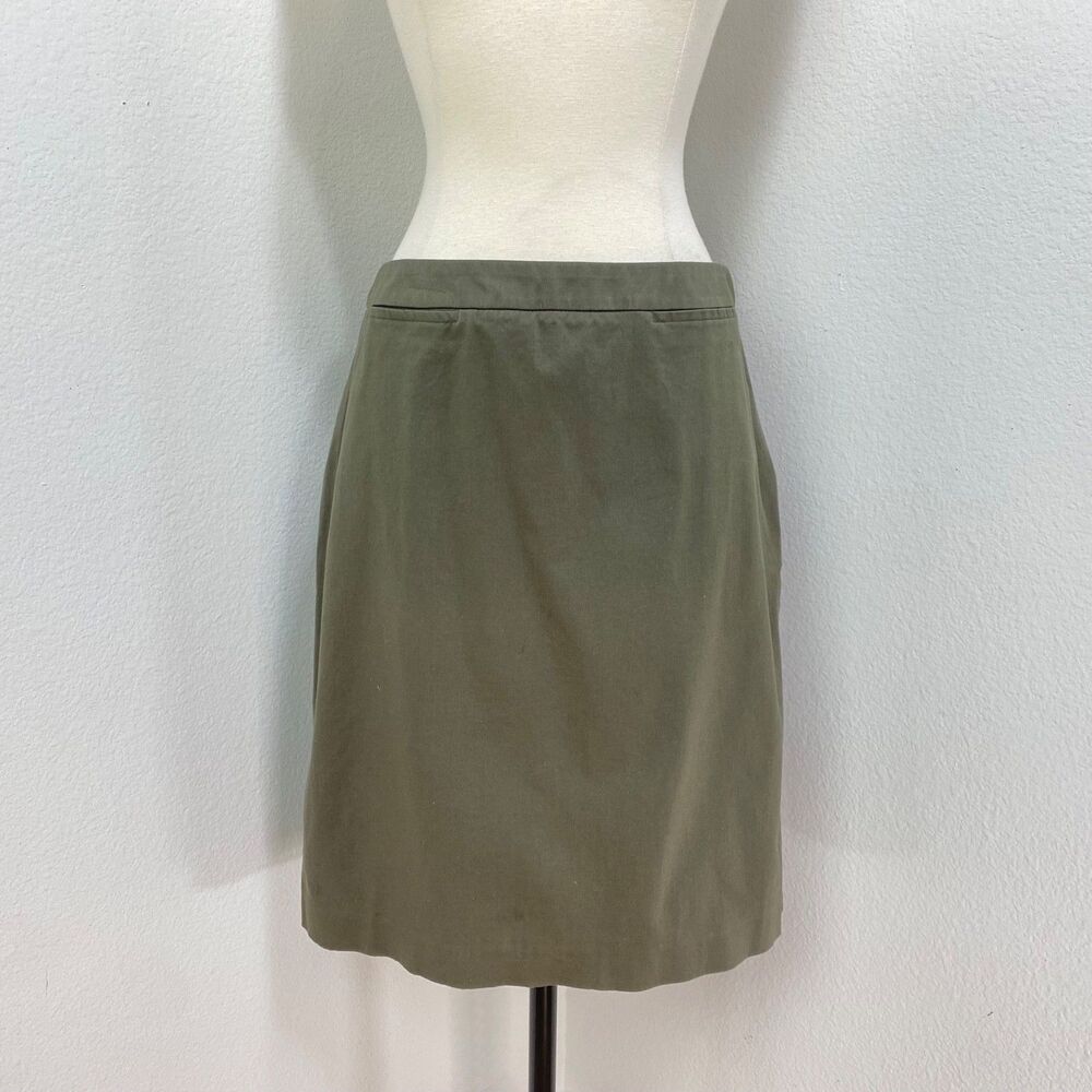 Vtg Valerie Stevens Forest Green Cotton A-Line Knee Length Skirt Size 12 Career